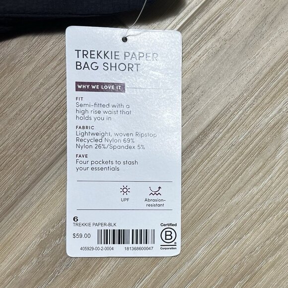 NWT Athleta Black Trekkie Paper Bag Shorts - Size 6 - Picture 11 of 15